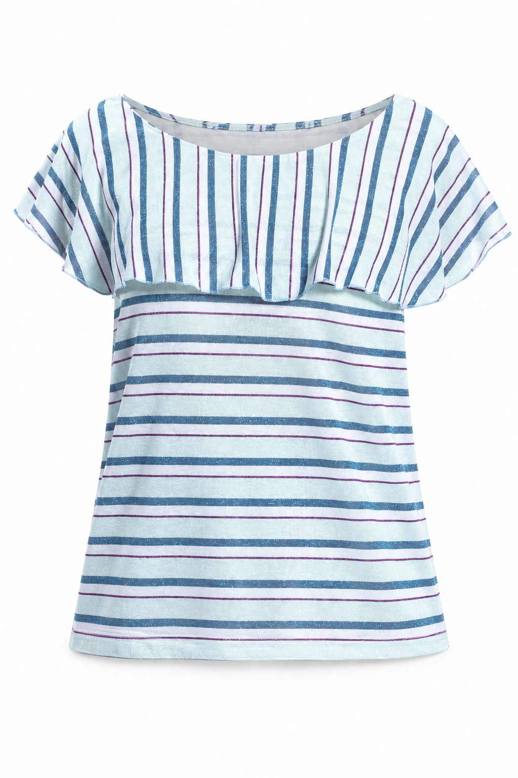 TOP SCOLLATO STAMPA RIGHE IN LUREX